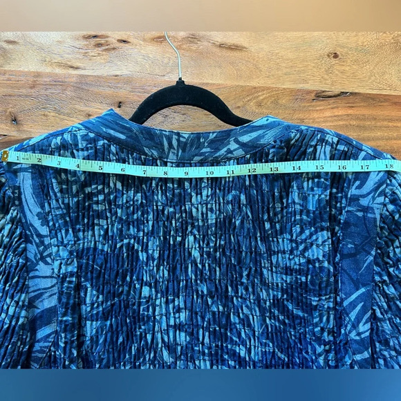 Gene Ewing Bis Vintage Boho Smocked Wrinkled Rich Denim Jacket Size Large - Picture 8 of 8